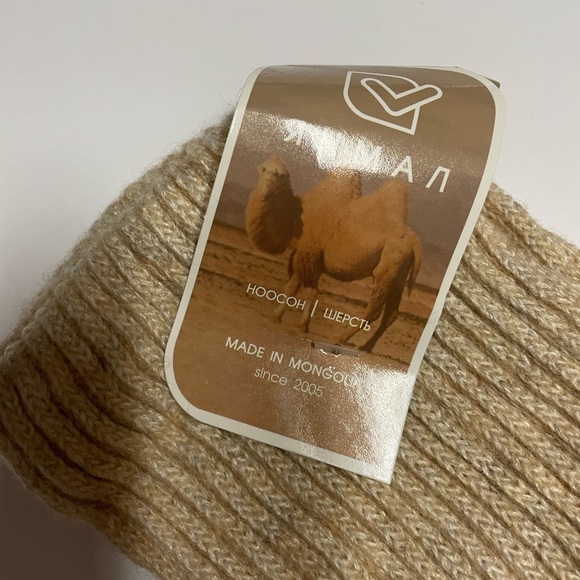 Camel wool blend over the knee leg warmers beige Mongolia - Picture 5 of 6